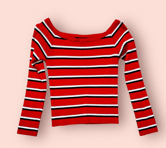 Kendall & Kylie Red Striped Sweater