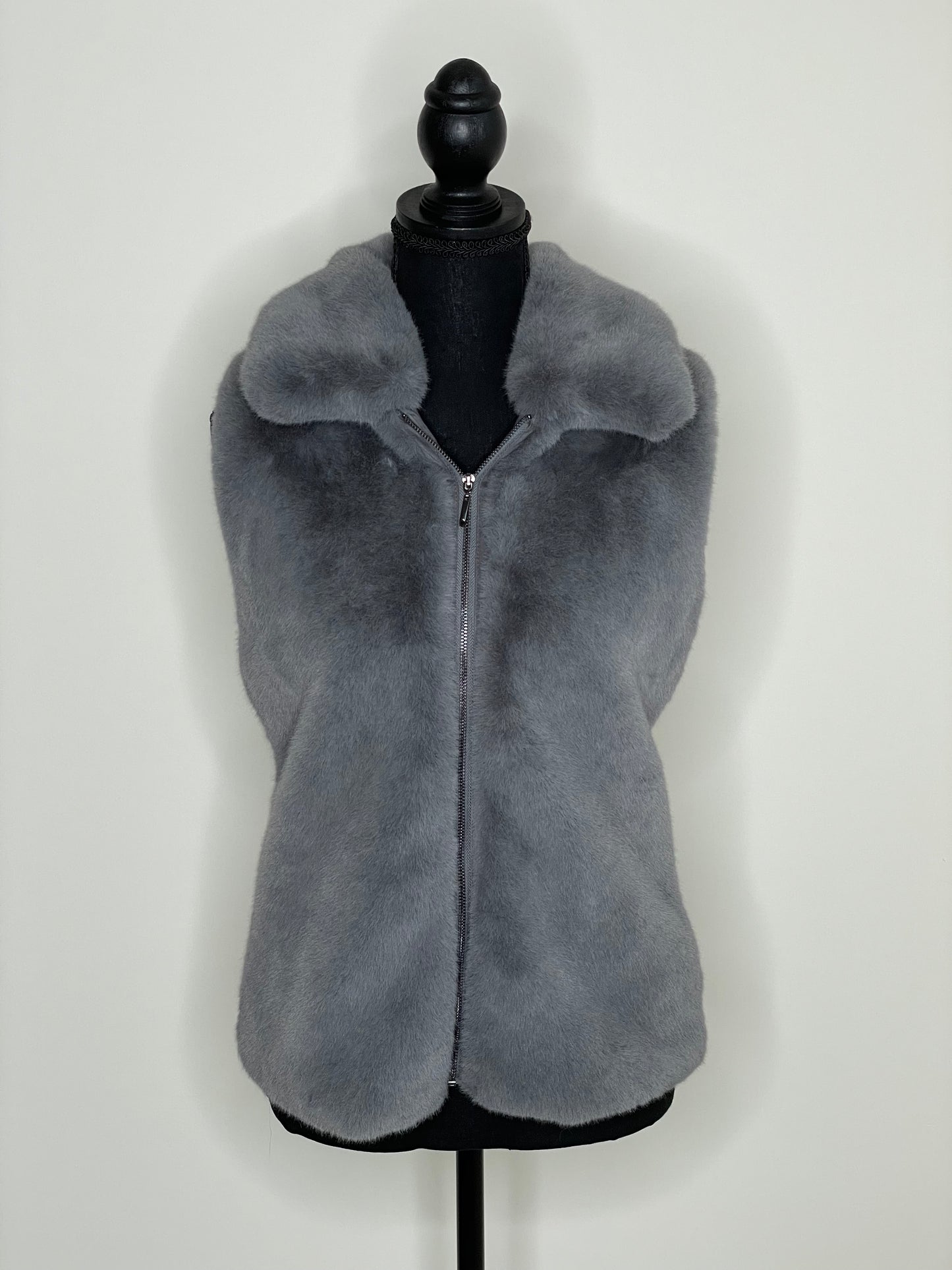 White House Black Market Faux Fur & Ribbed Knit Vest