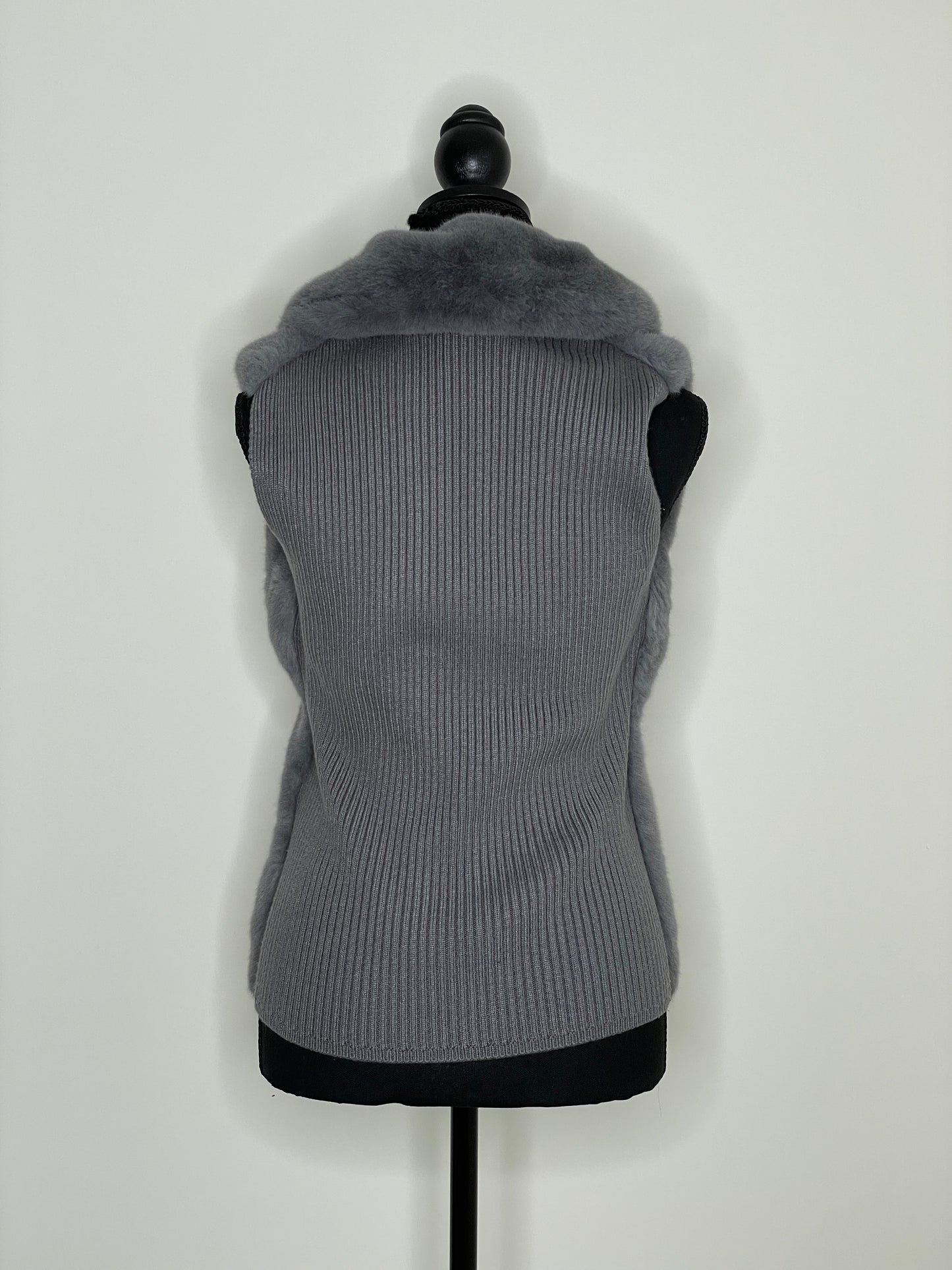 White House Black Market Faux Fur & Ribbed Knit Vest