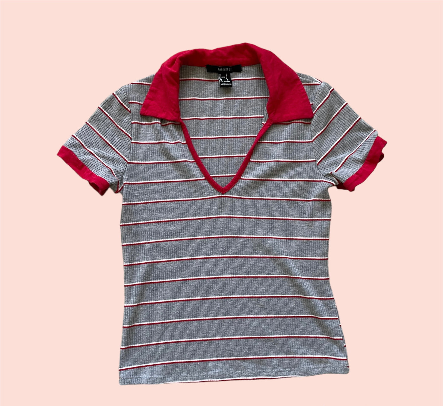 Forever 21 Striped Ribbed V Neck